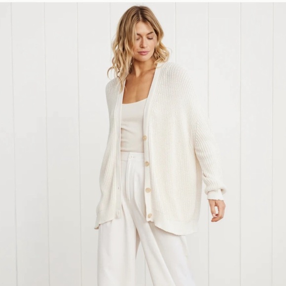 Jenni Kayne Cotton Cocoon Cardigan in Ivory Sz S - Picture 1 of 9